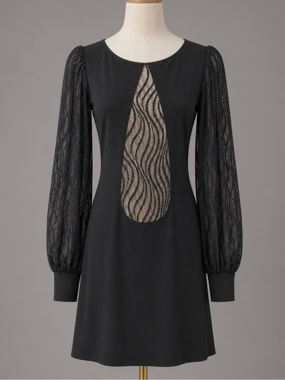 Vintage Leona Edmiston Frocks Black Lace Cutout Cocktail Dress Size 1